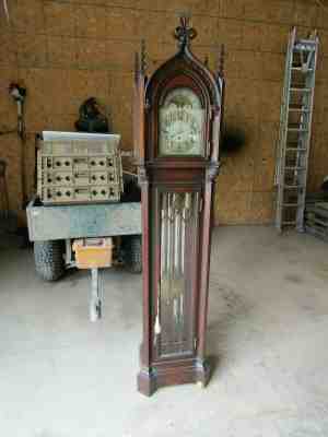 Antique 1921 Herschede Grandfather Clock 5 Tubes FANCY NO RESERVE   