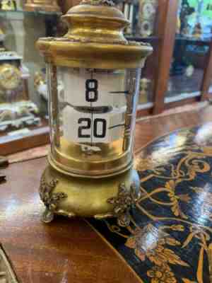 ? 1903 ANTIQUE ANSONIA PLATO JUMP HOUR DIGITAL FLIP CARRIAGE MYSTERY DESK CLOCK