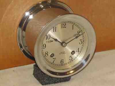 CHELSEA VINTAGE SHIPS BELL CLOCK ~NICKEL PLATE 1951 RESTORED