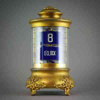 ? 1905 ANTIQUE ANSONIA PLATO JUMP HOUR DIGITAL FLIP CARRIAGE MYSTERY DESK CLOCK