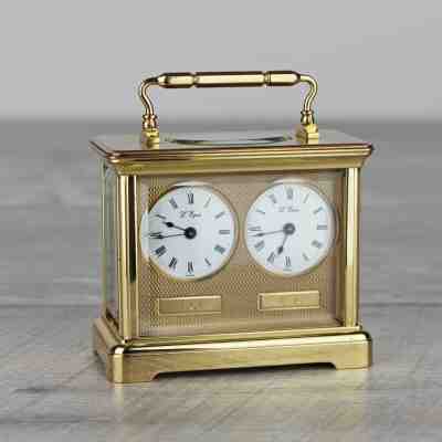 Vintage L'Epee Dual Time "Siamoise" French Miniature Carriage Clock