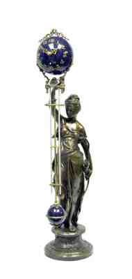 Large Mystery Brass Lady Diana 8 Day 4" Cobalt Blue Ball Swinging Clock