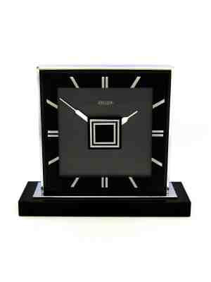 LeCoultre partner table desk clock with 8-day movement (Duo face) from the 1930s