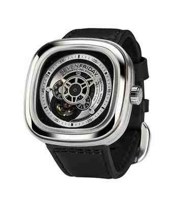Preowned Authentic wCase Seven Friday SF-P1B/01 All Black Silver Dial Mens Watch