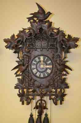 ANTIQUE GERMAN RARE G.H.S. QUAIL 3 BIRD CUCKOO CLOCK LATE 1800'S
