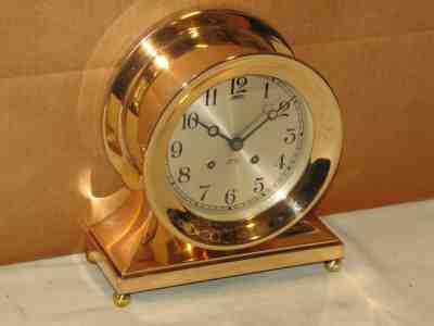 CHELSEA ANTIQUE SHIPS BELL CLOCK~COMMODORE MODEL~ 6  IN DIAL~1947~RED BRASS