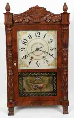 Mark Leavenworth & Co. Waterbury CT Carved Case Wood Works Shelf Clock C. 1830