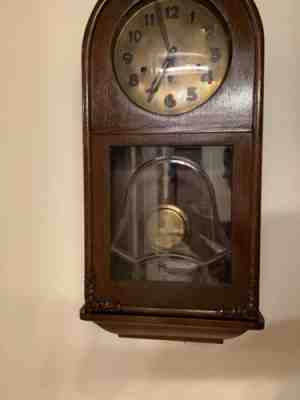 ANTIQUE KIENZLE QUARTER HOUR WESTMINSTER CHIME WALL CLOCK, 8-DAY, TIME/CHIME