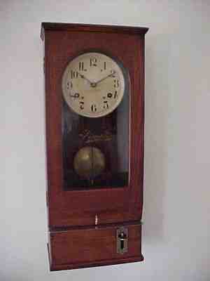 Antique Simplex Oak Time Recorder Wall Clock