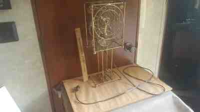 Mid century Rare Brass frame Kinetico Studios  Six Man Clock by Gordon Bradt. Ex