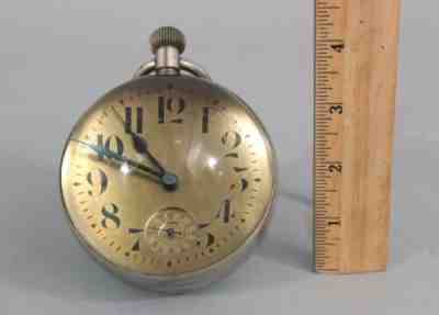 Antique Authentic French Crystal Ball Paperweight Windup Desktop Magnify Clock