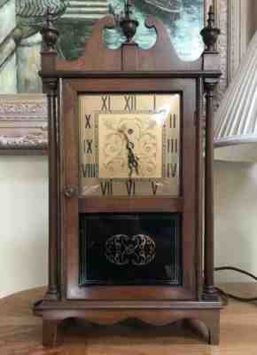 Nutone “Madison” Doorbell Chime Mantle/Wall Clock Wood Cabinet Curve Glass,Works