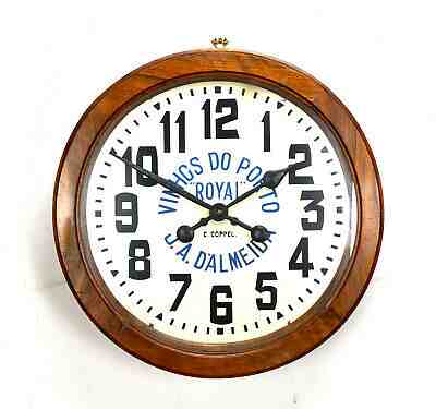 Rare Antique German Coppel JA d'Almeida Porto Advertising 24" Gallery Wall Clock