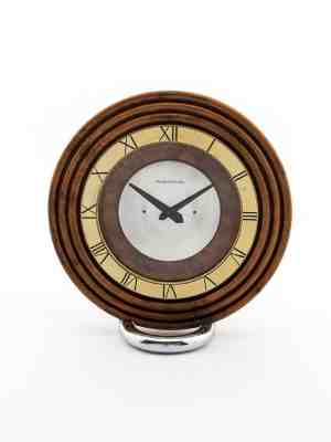 Extremely rare Jaeger LeCoultre table clock, wood, art deco design, 1940
