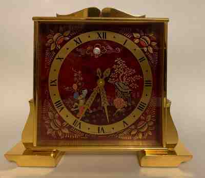 Vintage Bucherer Swiss desk clock gilt brass case 15j