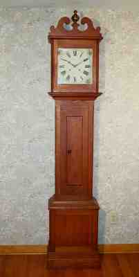Nice Old Original Ithaca Calendar Clock Co. Solid Oak Grandfather Clock