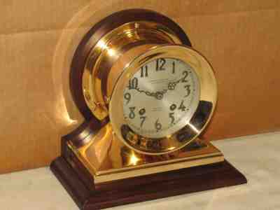CHELSEA ANTIQUE SHIPS BELL CLOCK~COMMANDER MODEL~ 4 1/2 IN DIAL~1914~RED BRASS
