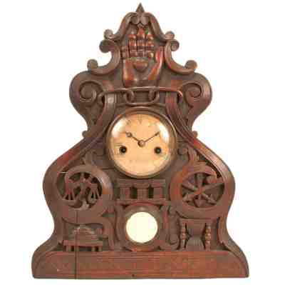 Antique John Haley Bellamy Odd Fellows Shelf Clock c. 1870s Eagle Carving Master