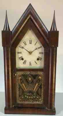 Boardman & Wells Fusee Steeple Clock C. 1850 Orig Fenn Tablet