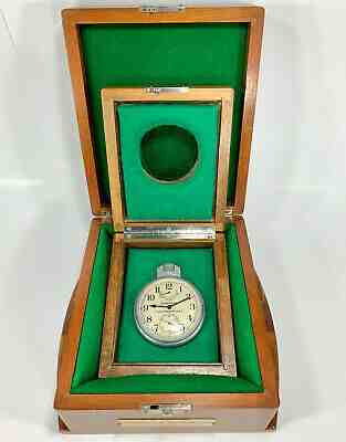 HAMILTON Model 22 Marine Chronometer Deck Watch + Mahogany Boxes, RUNNING STRONG