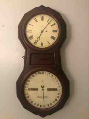 Seth Thomas Double Dial Calendar Estate 1876 Clock, Antique 8 Day-See Video