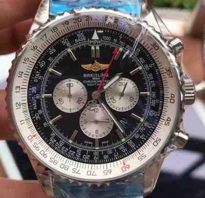 Authentic In Box Beritling Navitimer Black Dial Steel Strap Men's 42mm Watch