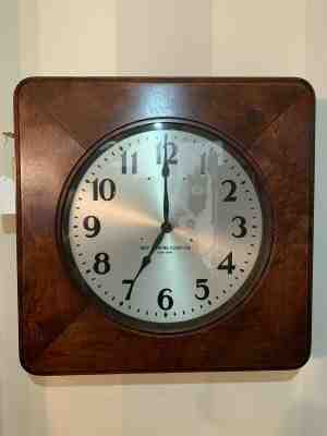Antique Self Winding Clock Company Wall "Western Union" Clock