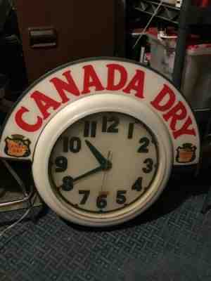 Vintage Electric Neon Clock Company Cleveland Ohio. Canada Dry Advertisement