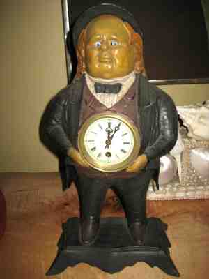 BRADLEY HUBBARD JOHN BULL FIGURAL MOVING BLINKING EYE NOVELTY CLOCK "WINKER"