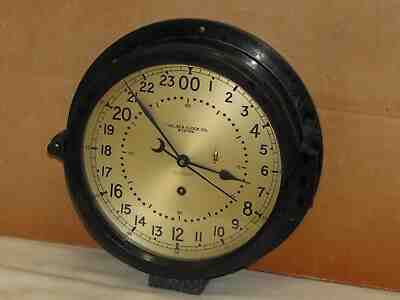CHELSEA U.S.NAVY SHIPS CLOCK~8 1/2"DIAL~24 HR~1954~KOREAN WAR ERA~RESTORED