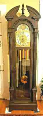 COLONIAL / HERSCHEDE 9 TUBE / TUBULAR GRANDFATHER / TALL CASE CLOCK, CIRCA 1910-