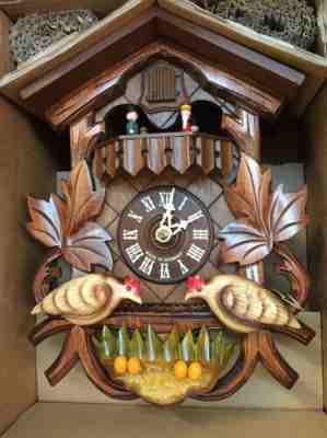 Hubert Herr Cuckoo Clock 761/2 RM Edelweiss Chicken Dance Swiss Made New Is Box