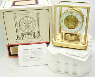 1987 Jaegar Lecoultre ATMOS 540 Mantel CLOCK 24K GOLD Plated - 13 Jewels 