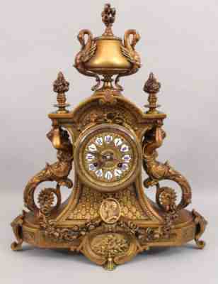 Antique 19thC TIFFANY & CO Bronze Neoclassic Louis XVI Mantle Clock w/ Mermaids