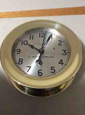 Chelsea brass case working U.S. Maritime Commission clock with sweep seconds