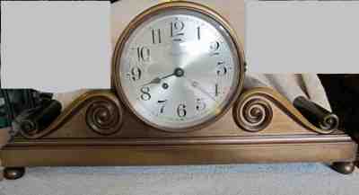 CHELSEA MANTEL 8-day LARGE 6.5" dial TAMBOUR #3 CLOCK,Key,FREE SHIP *NO RESERVE*