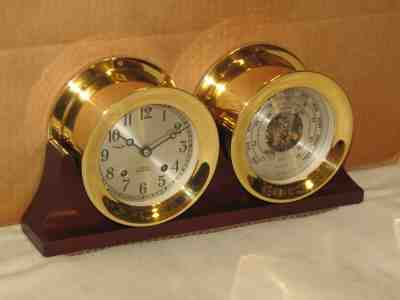 CHELSEA VINTAGE SHIPS BELL CLOCK/BAROMETER SET 1978 RESTORED