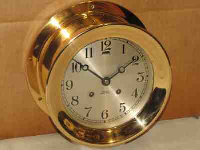 CHELSEA VINTAGE SHIPS BELL CLOCK 6 DIAL HINGED RED BRASS 1934 RESTORED