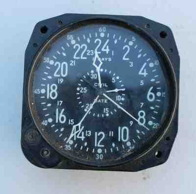 Vintage Waltham 8-Day US Military Aircraft Cockpit Clock WWII CDIA Navy