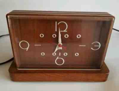 Vintage Lackner Mid Century Modern Mantel Clock NEON Glo Works!