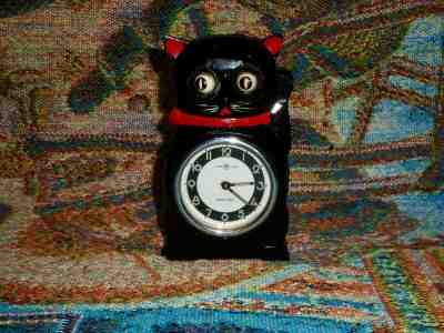 Vintage Rare Meiko Tokei Cat with Moving Eyes Novelty Clock - Made in Japan