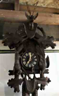 STUNNING VERY LARGE RARE GERMAN SCHMECKENBECHER 8 DAY HUNTER DEER CUCKOO CLOCK!