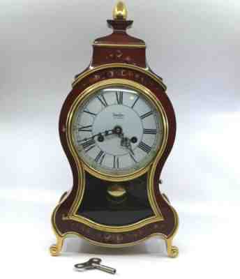 Swiss ELUXA Vintage Wall Mantel Clock + Console Neuchatel Maroon Red