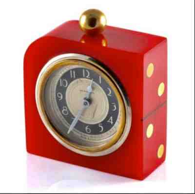 Art Deco Catalan/Catalin Bakelite Red Dominos Alarm Clock RARE New Haven..WORKS!