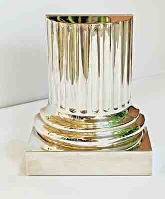 RARE BVLGARI STERLING SILVER TABLE  CLOCK SCULPTED AS A CORINTHIAN COLIMN 