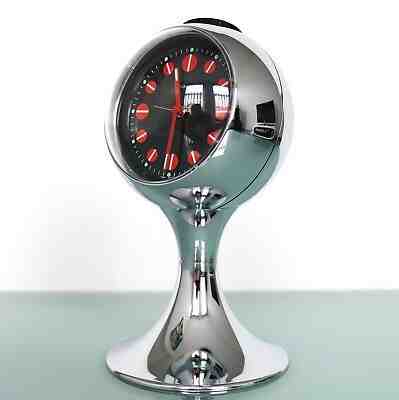RETRO German BLESSING Alarm CLOCK Mantel Vintage CHROME Pedestal Space Age! Top!