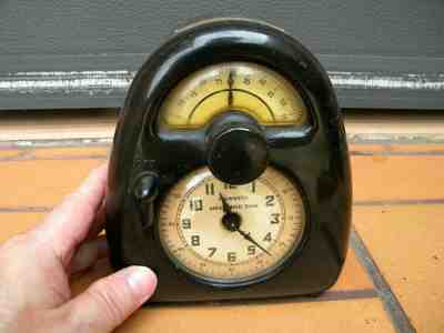 1932 BROWN BAKELITE Hawkeye Measured Time Clock By ISAMU NOGUCHI - WORKS WELL!