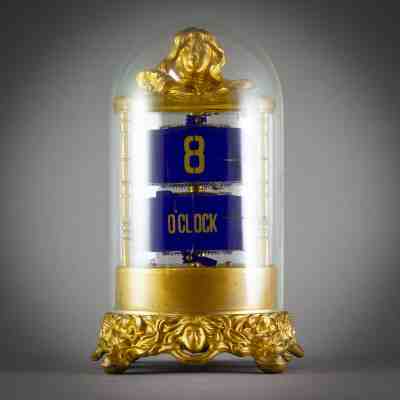 ? 1905 ANTIQUE ANSONIA PLATO JUMP HOUR DIGITAL FLIP CARRIAGE MYSTERY DESK CLOCK