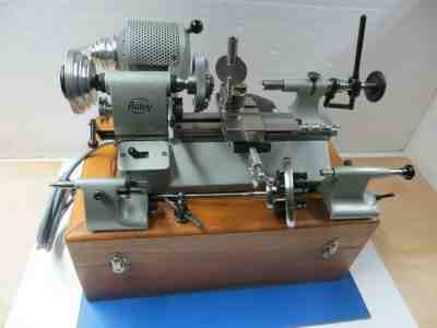 BOLEY  F1  8 mm  watchmakers  lathe  with  accessories  in  wooden   box     