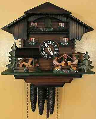 D. Hones Musical Two Beer Drinkers German Cuckoo Clock Black Forest Germany
